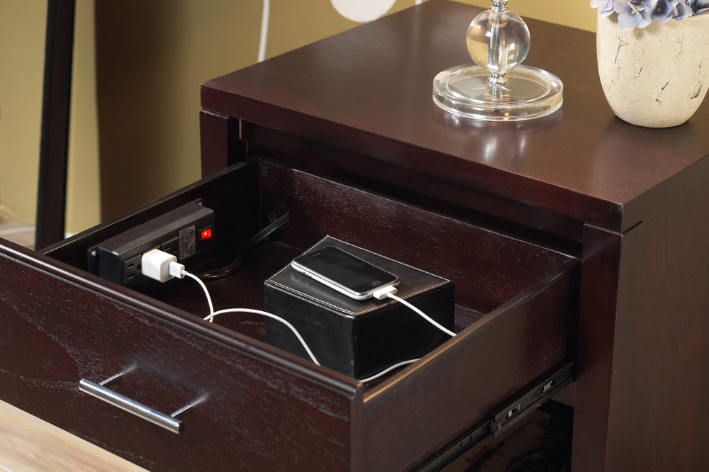 Newport Charging Station Nightstand in Espresso
