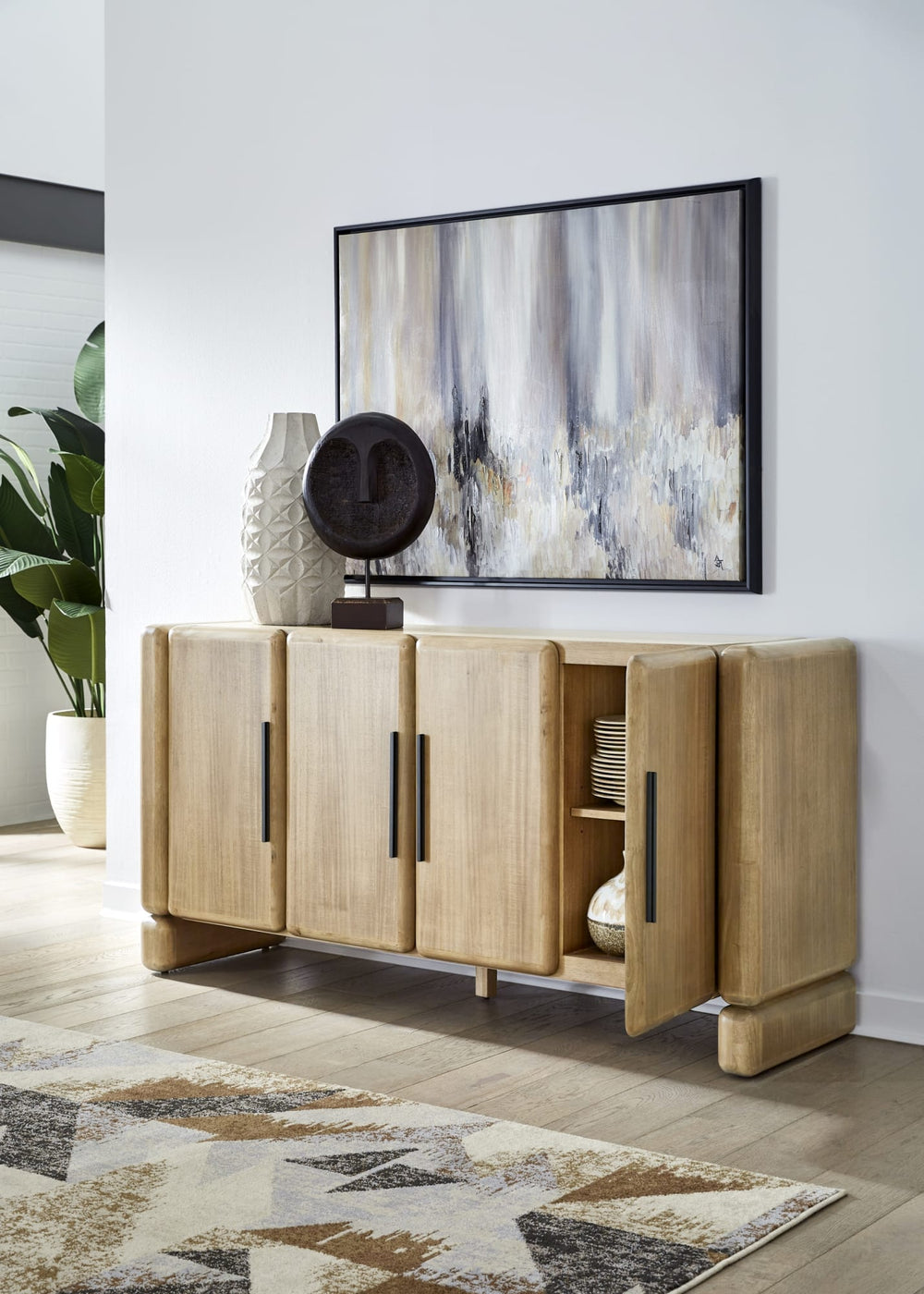 Norfolk Four Door Acacia Wood Sideboard in Lioness - View 2