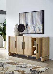 Norfolk Four Door Acacia Wood Sideboard in Lioness - View 2
