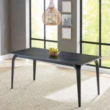 Northbrook Stone Top Rectangular Dining Table in Black Stone and Black Metal