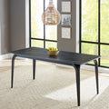 Northbrook Stone Top Rectangular Dining Table in Black Stone and Black Metal