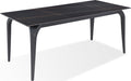 Northbrook Stone Top Rectangular Dining Table in Black Stone and Black Metal