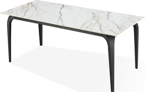Northbrook Stone Top Rectangular Dining Table in Pumpkin Spice Stone and Black Metal - View 4