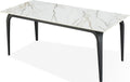 Northbrook Stone Top Rectangular Dining Table in Pumpkin Spice Stone and Black Metal