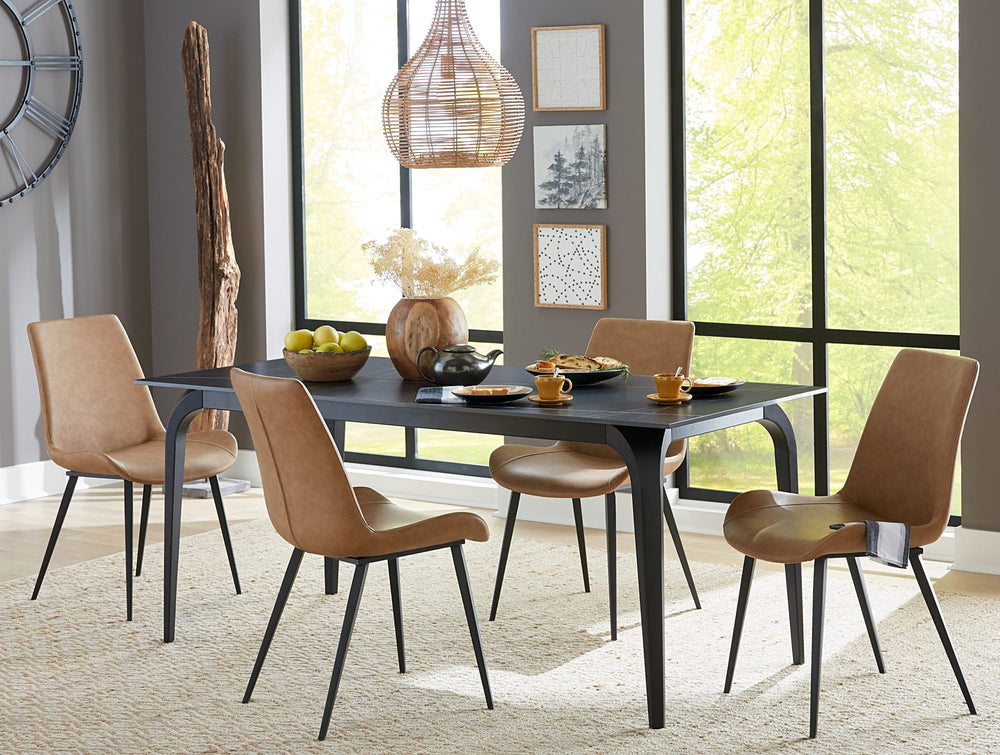 Northbrook Upholstered Dining Chair in Buckskin Synthetic Leather and Black - View 3