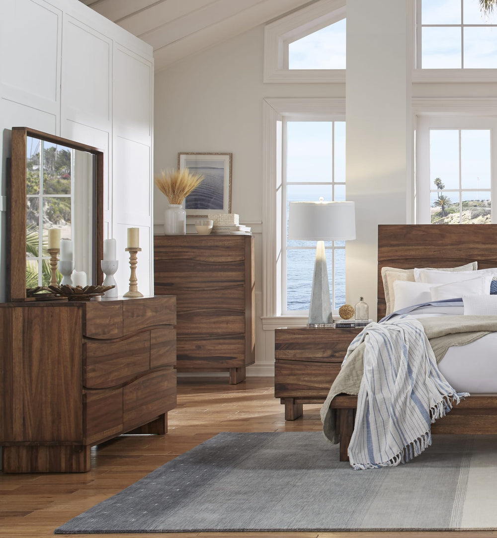 Oceanside Five Drawer Solid Wood Chest in Natural Sengon - View 2