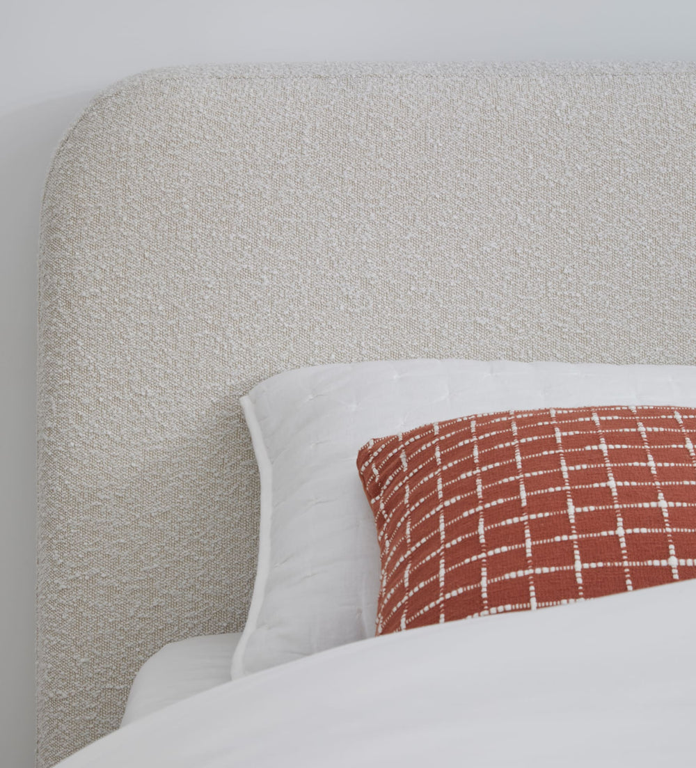 Off-White Upholstered Platform Bed in Ricotta Boucle (2026) - View 4
