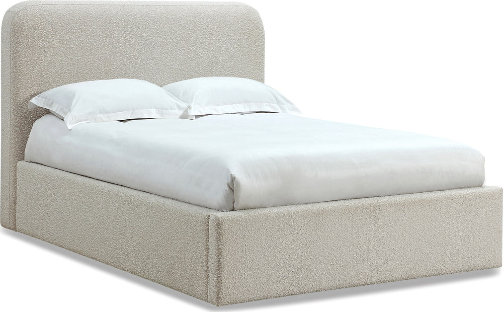 Off-White Upholstered Platform Bed in Ricotta Boucle (2026) - View 5