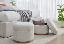 Off-White Upholstered Storage Ottoman in Ricotta Boucle (2026)
