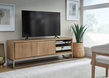 Onyx Coastal Modern 74 inch TV Console in Brushed Stainless Steel and Bisque