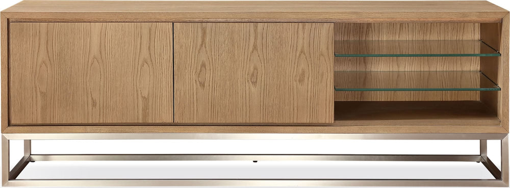 Onyx Coastal Modern 74 inch TV Console in Brushed Stainless Steel and Bisque - View 2