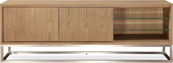 Onyx Coastal Modern 74 inch TV Console in Brushed Stainless Steel and Bisque alternate view