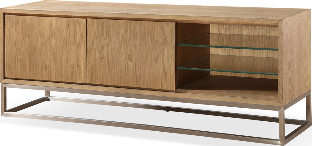 Onyx Coastal Modern 74 inch TV Console in Brushed Stainless Steel and Bisque - View 3