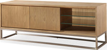Onyx Coastal Modern 74 inch TV Console in Brushed Stainless Steel and Bisque - View 3