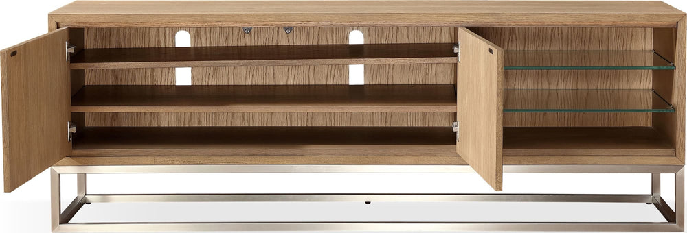 Onyx Coastal Modern 74 inch TV Console in Brushed Stainless Steel and Bisque - View 4