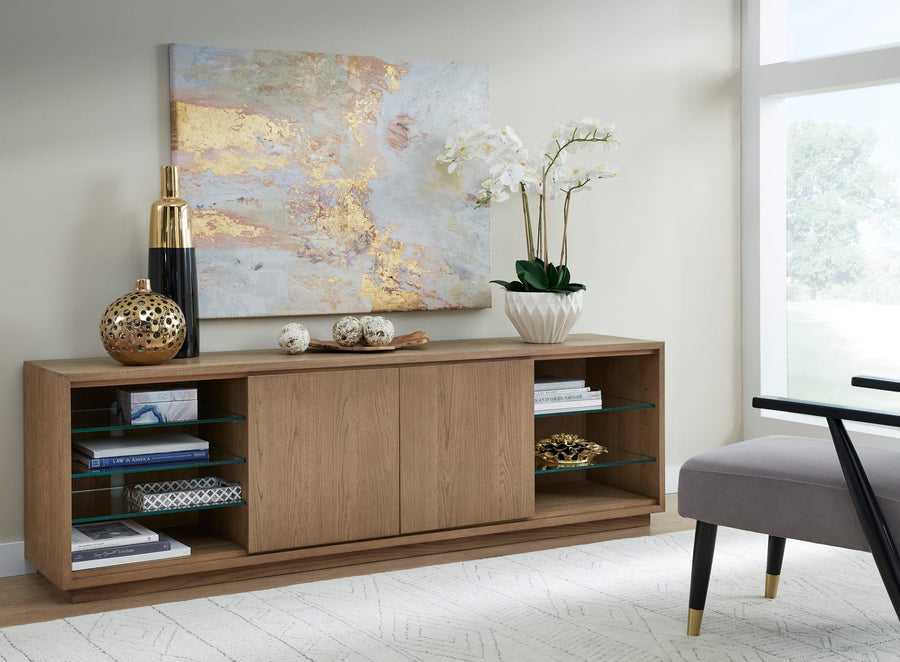 Onyx Coastal Modern 84 inch TV Console in Bisque