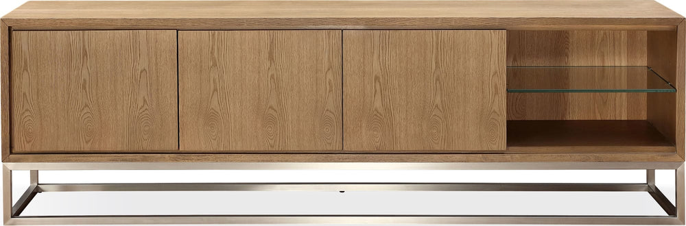 Onyx Coastal Modern 84 inch TV Console in Brushed Stainless Steel and Bisque - View 2