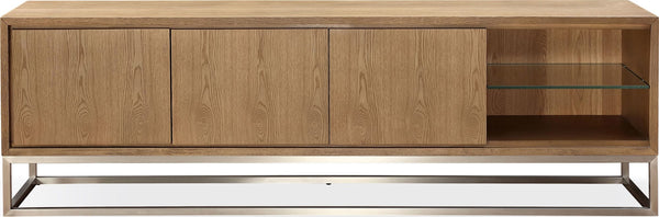 Onyx Coastal Modern 84 inch TV Console in Brushed Stainless Steel and Bisque alternate view
