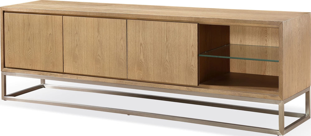 Onyx Coastal Modern 84 inch TV Console in Brushed Stainless Steel and Bisque - View 3