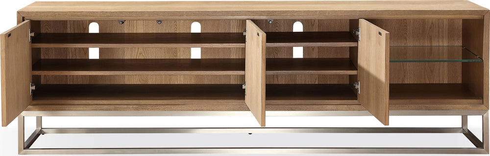 Onyx Coastal Modern 84 inch TV Console in Brushed Stainless Steel and Bisque - View 4
