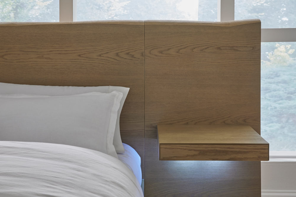 Onyx Coastal Modern Live Edge Wall Bed with Floating Nightstands in Bisque - View 2