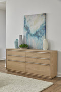 Onyx Coastal Modern Six Drawer Dresser in Bisque