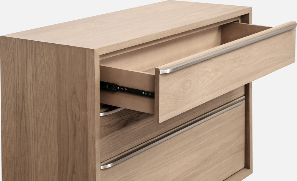 Onyx Coastal Modern Three Drawer USB-charging Nightstand in Bisque - View 4