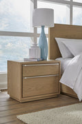 Onyx Coastal Modern Two Drawer USB-Charging Nightstand in Bisque