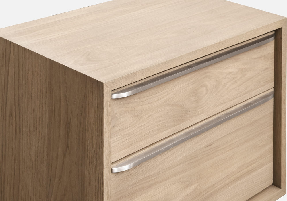 Onyx Coastal Modern Two Drawer USB-Charging Nightstand in Bisque - View 3