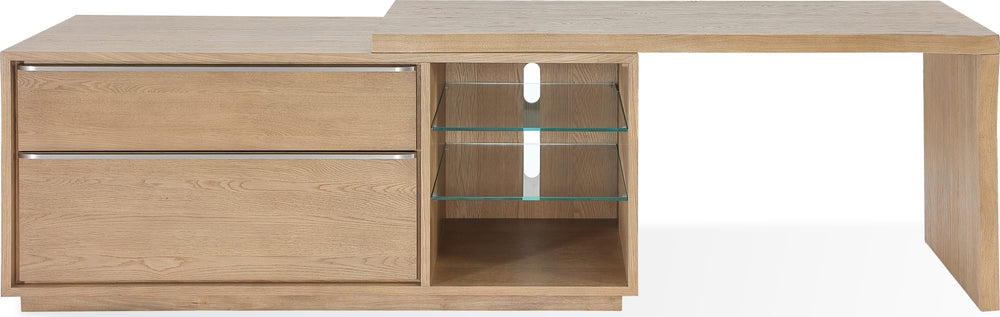 Onyx Live Edge Edge Executive Desk in White Oak and Glass - View 2