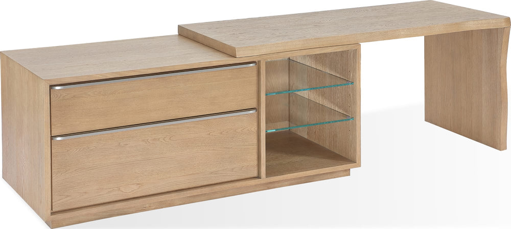Onyx Live Edge Edge Executive Desk in White Oak and Glass - View 3