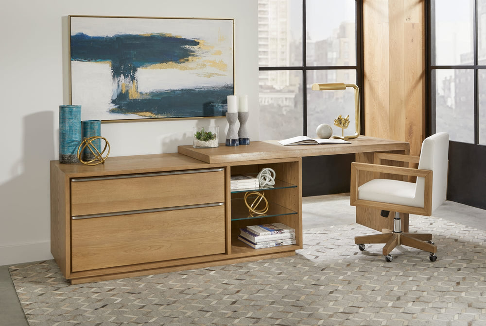 Onyx Live Edge Edge Executive Desk in White Oak and Glass - View 5