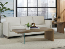 Onyx Live-Edge White Oak and Glass Coffee Table in Bisque