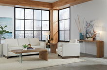 Onyx Live-Edge White Oak and Glass Coffee Table in Bisque - View 6