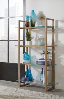 Onyx Modern Coastal Glass Shelf Bookcase in Solid Wood