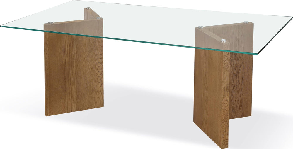 Onyx Modern Coastal Glass Top Dining Table in White Oak - View 2