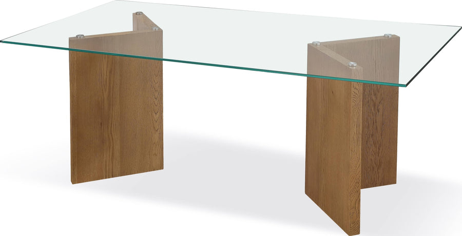 Onyx Modern Coastal Glass Top Dining Table in White Oak - View 2