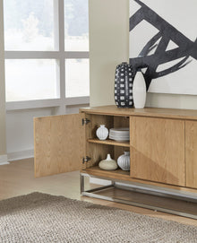 Onyx Modern Coastal Metal Base Sideboard in White Oak and Brushed Stainless Steel - View 2