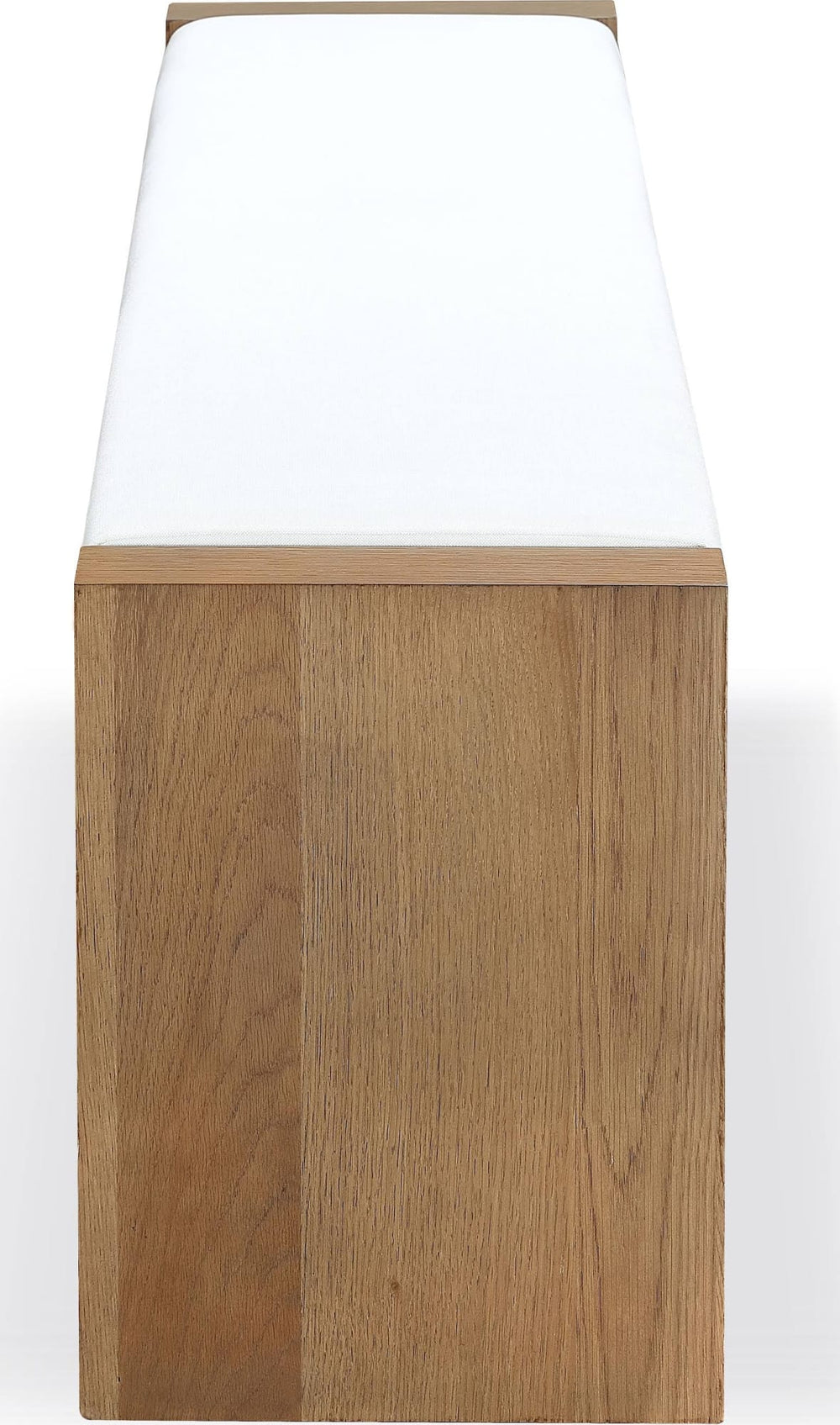 Onyx Modern Coastal Slab Leg Upholstered Dining Bench in White Oak and White Pearl - View 4