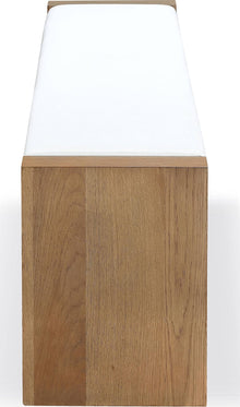Onyx Modern Coastal Slab Leg Upholstered Dining Bench in White Oak and White Pearl - View 4