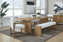 Onyx Modern Coastal Slab Leg Upholstered Dining Bench in White Oak and White Pearl - View 5
