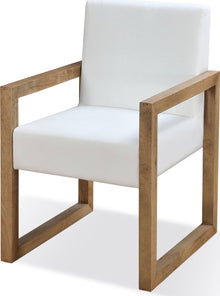 Onyx Modern Coastal Sled Leg Upholstered Dining Arm Chair in White Pearl and Bisque - View 2