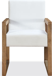 Onyx Modern Coastal Sled Leg Upholstered Dining Arm Chair in White Pearl and Bisque - View 3