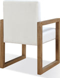 Onyx Modern Coastal Sled Leg Upholstered Dining Arm Chair in White Pearl and Bisque