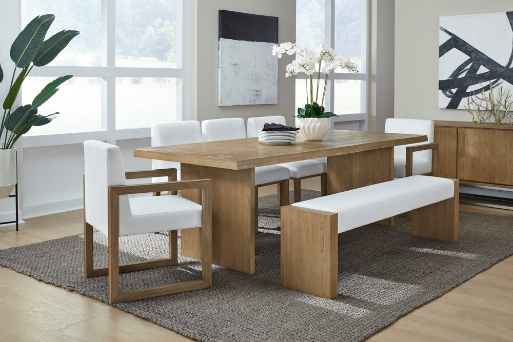 Onyx Modern Coastal Sled Leg Upholstered Dining Arm Chair in White Pearl and Bisque - View 7