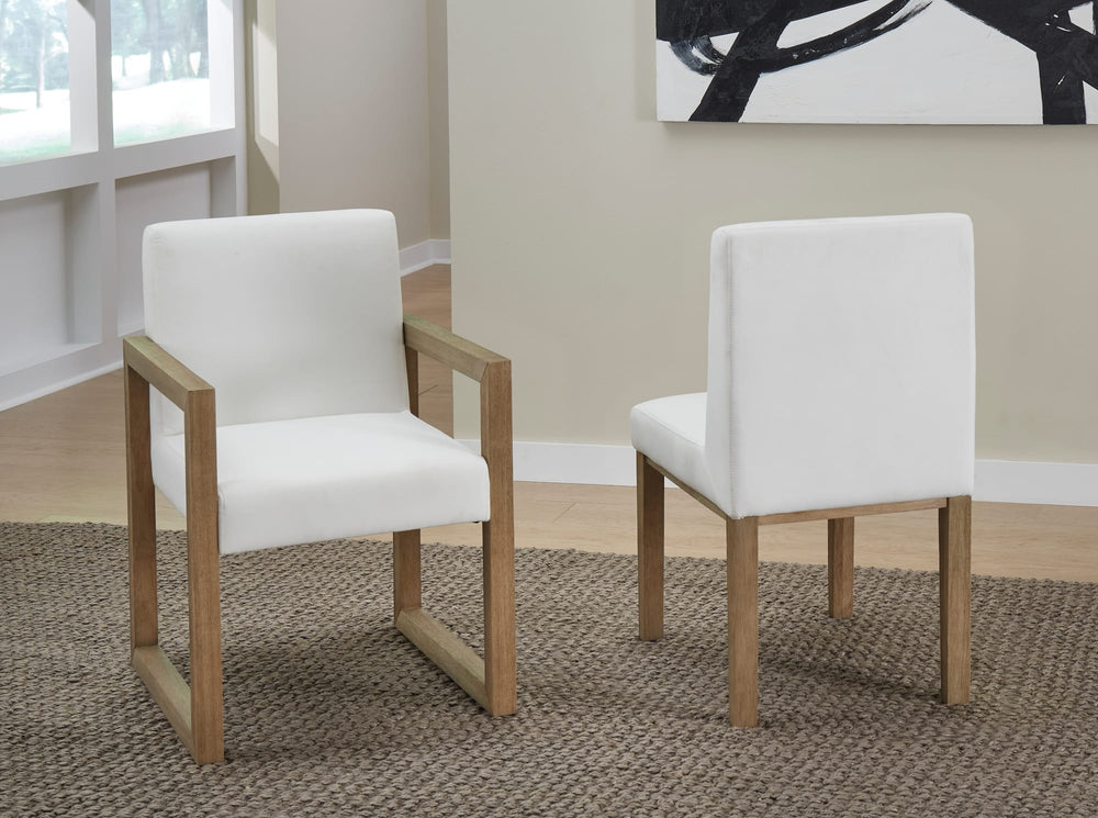 Onyx Modern Coastal Upholstered Dining Side Chair in White Pearl and Bisque - View 6
