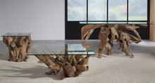 Onyx Solid Teak Root Glass Top Console Table - View 3