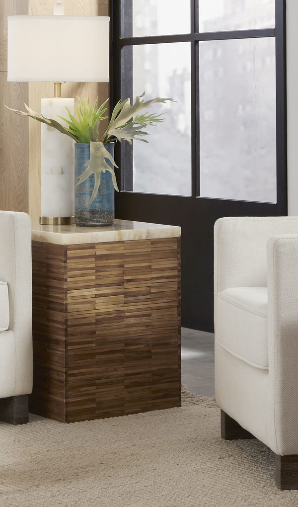 Onyx Stone Wood Tile End Table in Onyx and Solid Teak alternate view