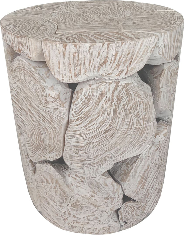 Onyx Teak Slice Round End Table in Bleached Teak - View 3