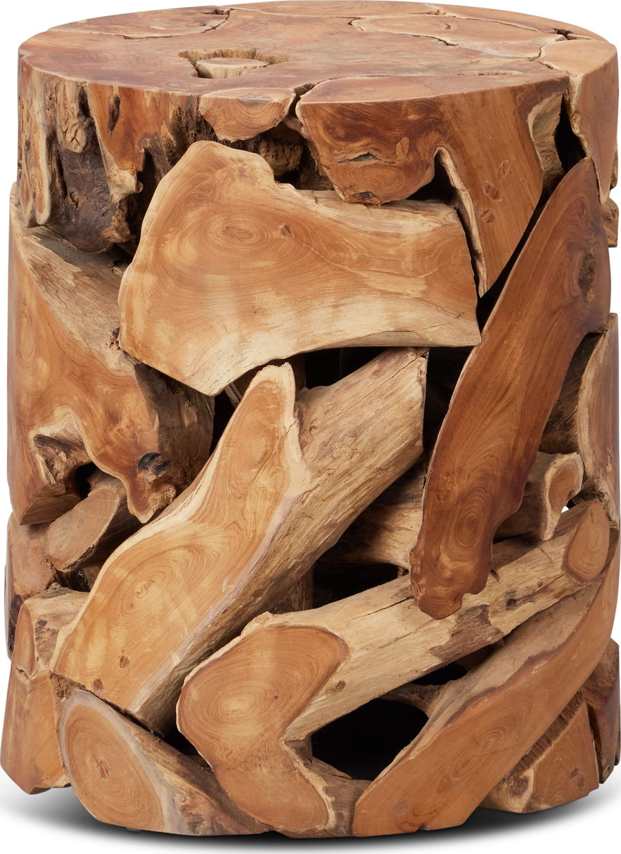 Onyx Teak Slice Round End Table in Warm Teak - View 2